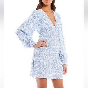 Mini Floral Print V Neck Dress